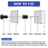 Moxweyeni 0.5 x 0.8 Pulgadas Separadores de Acero Inoxidable Negros de Mate Kit de Tornillos de Separación Separadores de Letreros de Pared para Tablero Publicitario Marco de Acrílico Colgante