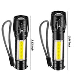 Linterna recargable por USB de 4 piezas, 3 modos, linterna de mano LED brillante con luces laterales COB, linterna portátil para camping, senderismo, emergencia y uso diario