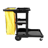 Rubbermaid Commercial Housekeeping 3-Shelf Cart with Zippered Yellow Vinyl Bag, Black, FG617388BLA