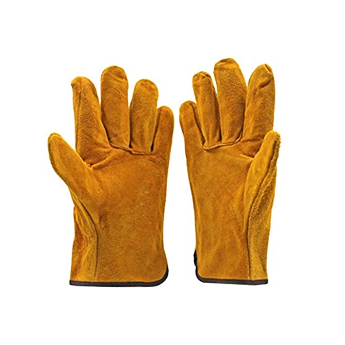 Guantes de soldadura Un par / set Fire a prueba de fuego Guantes de soldadora de cuero de vaca duradera HUEVOS DE SEGURIDAD DE LOS TRABAJO DE CALOR for SOLDADURA HERRAMIENTAS DE MANO DE METAL Resisten