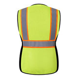 JKWEARSA Chaleco de seguridad para mujer, chaleco reflectante de alta visibilidad con bolsillos, chaleco de trabajo de malla transpirable para mujer, Amarillo, Medium