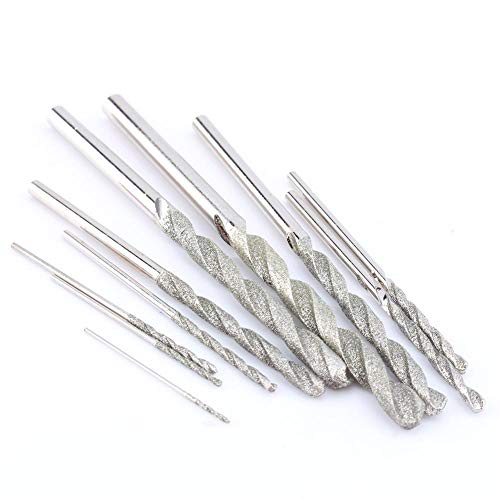 Yosoo 10Pcs Juego de brocas con punta de diamante DMD Brocas helicoidales para baldosas de vidrio piedra 0077