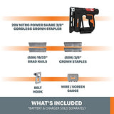 Worx Nitro - Grapadora de corona inalámbrica de 20 V Power Share de 3/8 pulgadas con tecnología de impacto de aire, WX843L.9 (solo herramienta)