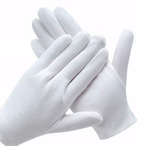 6 pares de guantes de algodón blanco para manos secas, guantes de inspección SPA