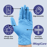 MagiCare Guantes de nitrilo azul, desechables, sin látex, de grado médico, 100 guantes/caja (medianos)