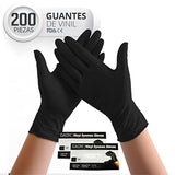 200 Guantes De Vinil Synmax Libre De Latex y Nitrilo Vinyl No Esteril (Small, Negro)