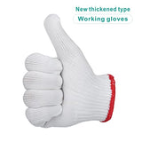 LAFEIMZ 12 pares de guantes de trabajo de algodón, manuales para reparación de construcción, tejido industrial, almacén, jardinería, barbacoa, duraderos, resistentes al calor, grueso blanco, Large