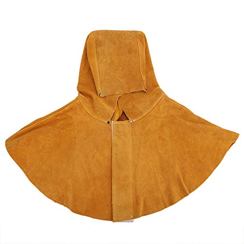 Capucha de soldador, protección facial de cuello con aislamiento térmico de piel de vaca amarilla, máscara de seguridad para casco de soldadura a prueba de salpicaduras y resistente al calor