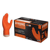 Guantes de nitrilo AMMEX GWON, resistentes, desechables, sin polvo, sin látex ni goma, 8 mil, guantes de nitrilo naranja, Desechable, Anaranjado, XLarge (Box of 100)