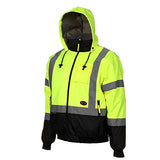 Pioneer Chaqueta bomber de seguridad impermeable de alta visibilidad con capucha desmontable, cinta reflectante, amarillo/negro, unisex, M, V1130460U-M