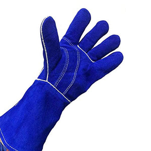 Reliable Guard Guantes de soldadura de forja de piel, resistentes al calor y al fuego, guantes para Tig, Mig, barbacoa, horno, parrilla, chimenea, horno, estufa, soporte para ollas, soldador, guante para manipulación de animales (azul, grande)