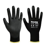 Guantes de trabajo con revestimiento de poliuretano ultrafinos, 12 pares, excelente agarre, carcasa de nailon negro, guantes de trabajo de seguridad, puños de muñeca de punto, ideales para trabajos ligeros. (Grande)