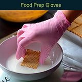 Guantes desechables de vinilo rosa pequeños, paquete de 100 unidades, sin látex, sin polvo, guantes quirúrgicos, para el hogar, limpieza y alimentos, 3 mm de grosor