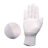 Ehdis® Guantes de trabajo blancos de nylon Guantes de trabajo extensibles de dedo completo Guantes antideslizantes antiestáticos para lavado, limpieza de automóviles, limpieza de limpieza del hogar - 6 par