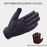 Guantes de trabajo antivibración, guantes de trabajo resistentes, guantes de rigger con acolchado SBR, guantes de impacto protectores de impacto mecánicos, guantes de trabajo de seguridad para hombres (L, negro)