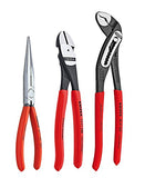 KNIPEX Tools 00 20 08 US1 - Juego de herramientas de 3 piezas para nariz larga, cortador diagonal y alicates de cocodrilo, rojo (el embalaje puede variar)