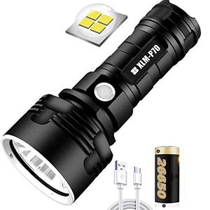 Linterna de 30,000-100,000 lúmenes, 3 modos de alto brillo, linterna LED más potente de 50 W Xlm-P70 USB recargable, para camping, senderismo, uso diario (50W-P70, batería de litio única)