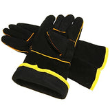 KGEZW Guantes protectores de soldadura de servicio pesado 1 par soldadores de cuero de cuero guantes de cuero de cuero guantes de soldadura de soldadura negra guantes