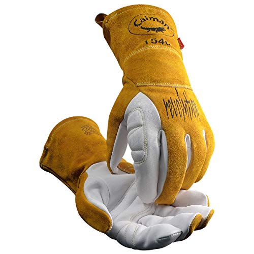 Caiman 1540-4 Guantes de soldadura y fundición, color dorado, M