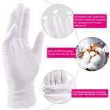 Guantes de algodón 100% para eczema, guantes de algodón blanco Selizo para mujeres manos secas, hidratantes cosméticos para eccema, manos secas hidratantes, piel sensible irritada, terapia de spa y muñeca segura