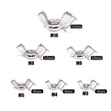 Hilitchi 100 piezas M3 M4 M5 M6 M8 M10 Wingnut Butterfly Wing Tuercas Surtido Kit de surtido de tuercas de mariposa de acero inoxidable 304