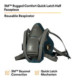 3M Rugged Comfort Quick Latch Half Facepiece Reusable Respirator 6503QL/49492, Large, Gray/Teal