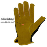 Guantes de jardinería de cuero para hombre, guantes de trabajo utilitarios para mecánicos, construcción, conductor, diseño transpirable destreza (mediano, 3 pares amarillo)