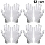 BeauPretty 12 pares de guantes de algodón blanco para entrenamiento, guantes de protección laboral, guantes para hospital, cosméticos, spa, hidratantes, inspección de monedas