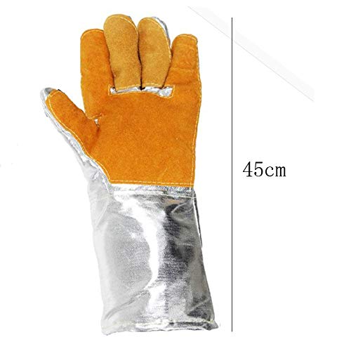 Guantes de cuero de vaca de papel de aluminio, guantes protectores  industriales, guantes resistentes a altas temperaturas para metalurgia,  estufa