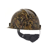 MSA 10204774 Hydro Dip V-Gard Gorra de seguridad con suspensión de trinquete Fas-Trac III | Carcasa de polietileno, correas de corona autoajustables – Tamaño estándar en camuflaje de campo de petróleo