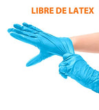 Guantes De Nitrilo Azul Libre de Látex Sin Polvo desechable resistente antiadherente uso industrial alto rendimiento ideal para cocinar pack de 100 piezas (Large)