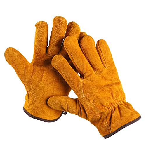 Lijack Guantes de Soldadura Guantes de Soldador Resistente al Calor, Guantes for Hornear, Guantes de Trabajo for Soldador Chimenea Estufa de Bracket (Color : 2 pcs Yellow, Size : 25cm in Length)