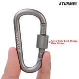 STURME Carabiner Clip 3“ Aluminum D-Ring Locking Durable Strong and Light Large Carabiners Clip Set for Outdoor Camping Screw Gate Lock Hooks Spring Link Improved Design Pack (Gunmetal)