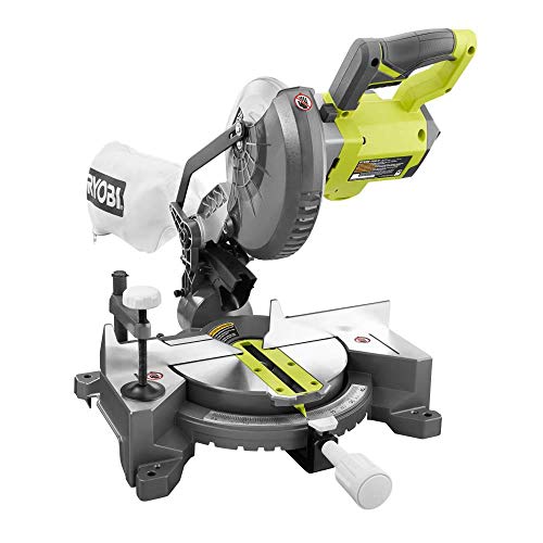 RYOBI 18 voltios ONE+ inalámbrico 7-1/4 pulgadas. Sierra ingletadora compuesta (solo herramienta) con hoja