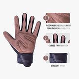 2 pares de guantes de trabajo de cuero para hombres y mujeres, guantes de trabajo de seguridad de utilidad, guantes de jardinería con palma de piel de cerdo (L, negro)