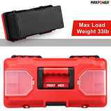 MAXPOWER Caja de herramientas de plástico de 35,5 cm con bandeja extraíble con doble bloqueo asegurado, color rojo