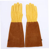 Guantes a prueba de calor, guantes de soldadura de cuero resistente al calor de cuero Larga espina a prueba de jardinería Guantallas de horno l 1 Pair, Guantes de soldador