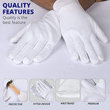 CHARMICS 5 pares de guantes de algodón blanco para manos secas, guantes hidratantes durante la noche, guantes de eccema de 23 cm / 9 pulgadas, guantes de spa lavables, guantes blancos premium para mujeres y hombres