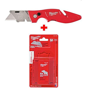 Milwaukee 48-22-1902 Fastback cuchillo multiusos y 48-22-1950 cuchillas multiusos con dispensador (50 cuchillas incluidas)