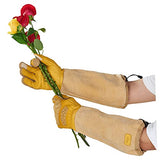 Vgo Guantes de Jardinería Extra Largos,Antideslizantes,Antiabrasión y Antipulgas de Cuero de Grano de Vaca Premium(Talla M,Amarillo,CA9659)