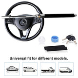 Turnart Cerradura de volante universal antirrobo con 3 llaves para automóvil, camión, SUV, furgoneta (negro)