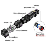 E T EASYTAO Linterna UV 2PCS, lampara led UV, Ultravioleta pequeña mano 395 nm Flashlight con Funcion de Agrandar, Detector de orina para mascotas, perros y gatos (Paquete de 2)