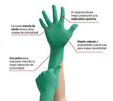 TouchNTuff 92-500 - Guante Desechable de Nitrilo, Verde, con Polvo, Con Tecnología resistente a salpicadura de sustancias químicas, 4.7 Mil, Verde, Talla Mediana (Caja de 100)