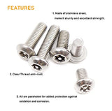 binifiMux Kit surtido de tornillos de seguridad Torx con cabeza plana M6 con llave T30, tornillos M6 x 10 mm/12 mm/20 mm/25 mm/30 mm, acero inoxidable 304, a prueba de manipulaciones