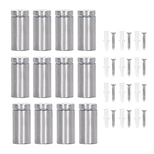 12 Uds. Tornillos de Separación para Letreros de 19x40mm, Soportes para Letreros de Acero Inoxidable, Tornillos con Reemplazo de Enchufe de Pared para Obras de Arte de Vidrio