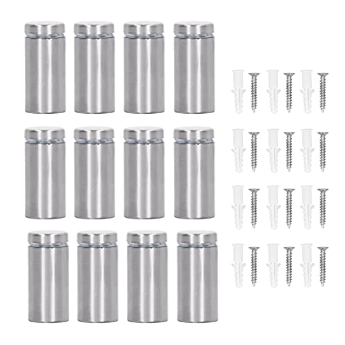 12 Uds. Tornillos de Separación para Letreros de 19x40mm, Soportes para Letreros de Acero Inoxidable, Tornillos con Reemplazo de Enchufe de Pared para Obras de Arte de Vidrio