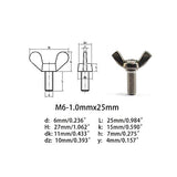 Tornillo de mariposa M6 de 1,0 x 25 mm con arandelas, tuercas hexagonales, tornillo de mariposa de acero inoxidable, 5 juegos