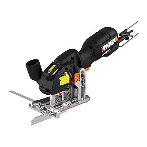 Worx WX420L Sierra circular compacta eléctrica de 3 amperios Versacut de 3 3/8 pulgadas con tecnología de guía láser