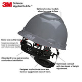 Casco de seguridad 3M SecureFit H-708SFV-UV, gris, estilo tapa ventilada con sensor Uvicator, suspensión de trinquete de difusión de presión de 4 puntos, ANSI Z87.1