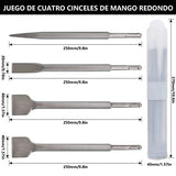 HOGESA® Cincel SDS Plus, 4PCS Juego de Cinceles para Concreto Cincel para Azulejos Estuche de Almacenamiento para MamposteríA, HormigóN, Ladrillo, Piedra